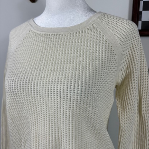 rag & bone Cream Mesh Stretchy Long Sleeve Top  - SIZE S Neutral Fall Minimalist - Picture 3 of 6